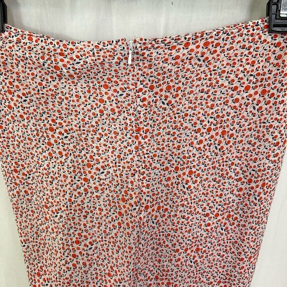 New Katharine Kidd Lilya White Orange Tulip Print Ruffle Front Slit Midi Skirt 4 - Picture 10 of 13